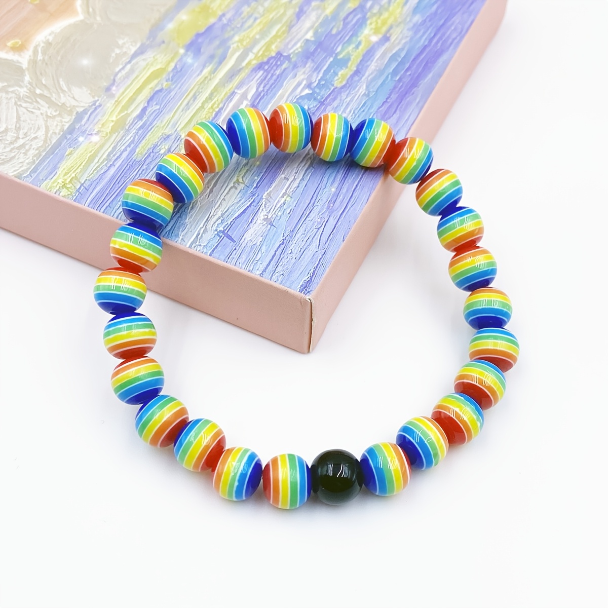 Rainbow Beads Fashionable Bracelets Pride Month Couple Bracelets